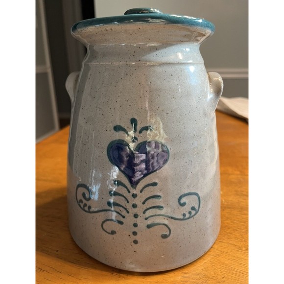 Great Bay Pottery Salt Glaze Crock Canister Bean Pot with Lid USA - Picture 1 of 12